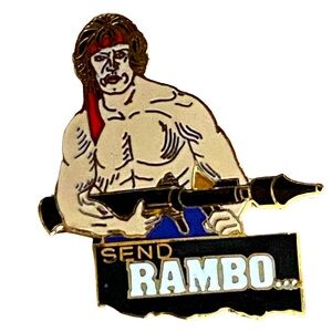 Vintage 80’s “Send Rambo” First Blood Pin